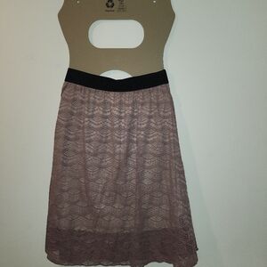 LuLaRoe Lace Midi Skirt in Mauve and Black